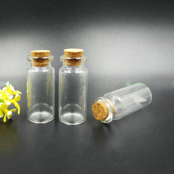 Großhandel 10 ml kleine Mini klare leere Glas Wunschflasche Fläschchen Gläser Behälter winzige treibende Nachrichtenflaschen mit Korkstopfen Bulk Stock