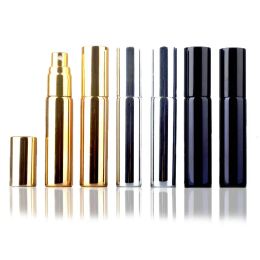 Groothandel 10 ml UV PLATE ATOMIZER MINI REFILLABLE PROTABLE PERFUME FLES SPRAY Flessen Monster Lege containers Goud Zilver Black Color LL LL