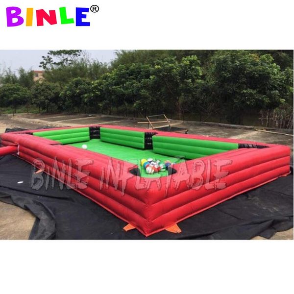 wholesale 10 ml x 5 mW avec 16 balles Orient gonflables fête dans la cour gonflable table humaine tir au pied football billard air snooker football jouer au billard