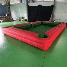 wholesale 10 ml x 5 mW avec 16 boules Table de billard gonflable géante rouge Table de billard gonflable de terrain de football de billard pour jeu interactif extérieur intérieur