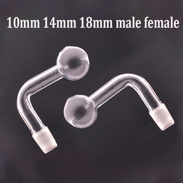 wholesale 10 mm 14 mm 18 mm Macho hembra cuencos de vidrio de gran tamaño Pyrex Glass Oil Burner Pipe Transparente Claro Tabaco Doblado Hookah Adaptador Grueso Bong Fumar Shisha Tubes