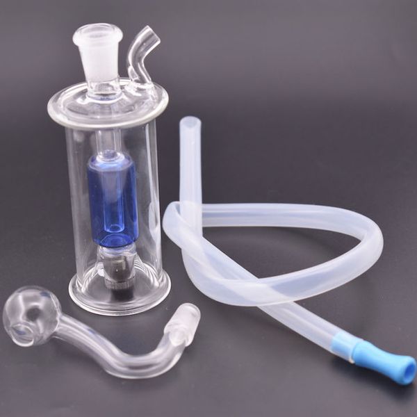 En gros de 10 mm Mini Mini LED LED LETURE DAB RIGINE BONG PYREX HOTAGE HUILE Bureau Burenr Pipes avec bol à fumer et tuyau de paille en silicone