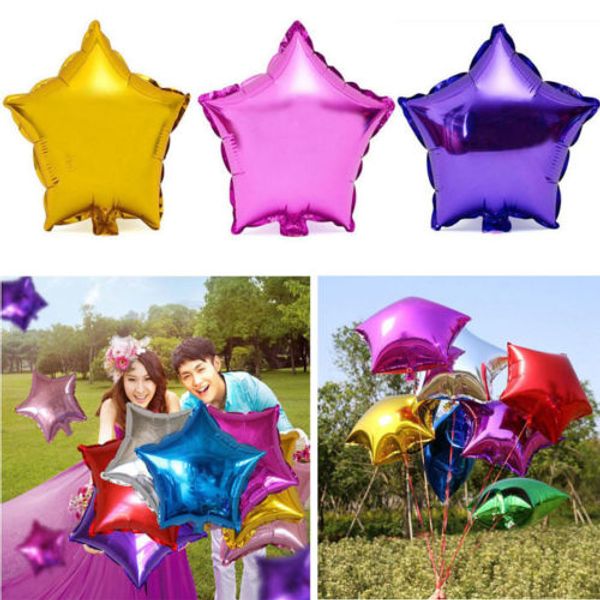 Venta al por mayor-10 piezas 10; Estrella de cinco puntas Globo de papel de helio Fiesta Boda Cumpleaños Decoración Globos de aluminio autosellantes 2016 moda nueva B1