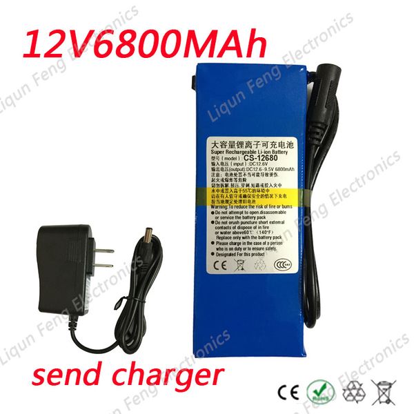 Venta al por mayor 10 unids/lote 12V 6800MAh batería recargable de polímero de litio batería de iones de litio para cámara teléfono móvil ordenador con cargador 2A