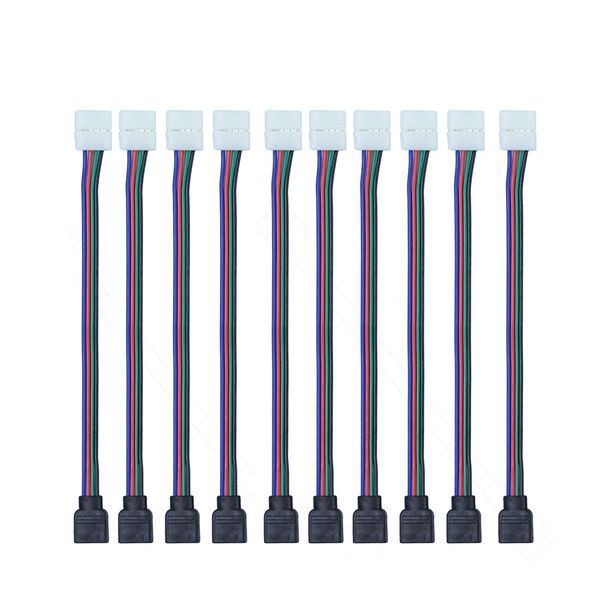 Al por mayor-10pcs / Lot 4pin 10MM RGB Led Conector Cable Conector hembra Cable para 3528 / SMD No impermeable RGB Led Tira de luz