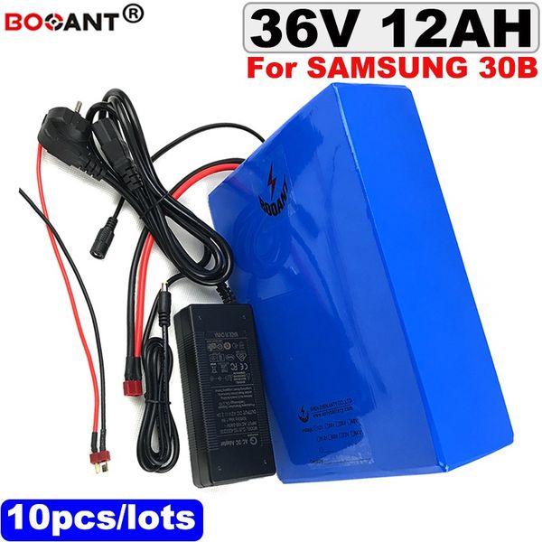 En gros 10 pcs/lots 36 v 12ah E-bike batterie au lithium pour Samsung 30B 18650 cellule vélo électrique batterie 36 v 250 w 350 w + 2A Chargeur