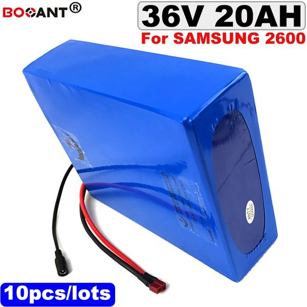 Batterie au lithium en gros 10pcs / lots 36V 20AH de vélos électriques pour Samsung 2600 18650 Cell 10s 36V 350W 800W Batterie de vélo électrique 36V