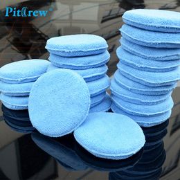 Groothandel - (10 stuks / partij) Auto washer Blauw Microfiber Wax applicator Polijsten Sponsen Pads 5 "Diameter Sponsen Auto Motorfietsen Accessoires