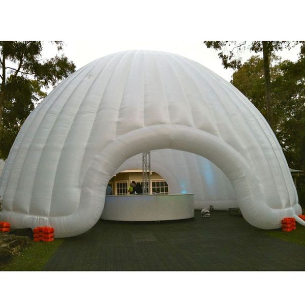 wholesale 10x10x4.5mH (33x33x15ft) Tente dôme gonflable à air blanc personnalisée avec éclairage LED, chapiteau de mariage géant de cirque, pavillon de fête igloo pour événements