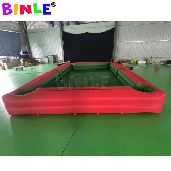 wholesale 10x5m (33x16.5ft) Table de billard gonflable géante rouge Table de billard gonflable de terrain de football de billard pour le jeu interactif extérieur intérieur