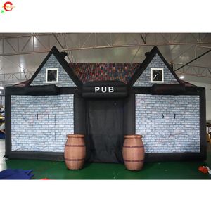 wholesale 10x6x6mH (33x20x20ft) Free Ship Activités de plein air impression complète location commerciale gonflable pub irlandais bar tente fête disco pelouse tente avec ventilateur à vendre