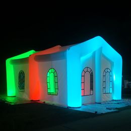 wholesale 10x8x4mH (33x26x13.2ft) Tente gonflable de fête en plein air avec lumières LED grand pavillon publicitaire de chapiteau d'air pour le mariage d'exposition d'événement commercial