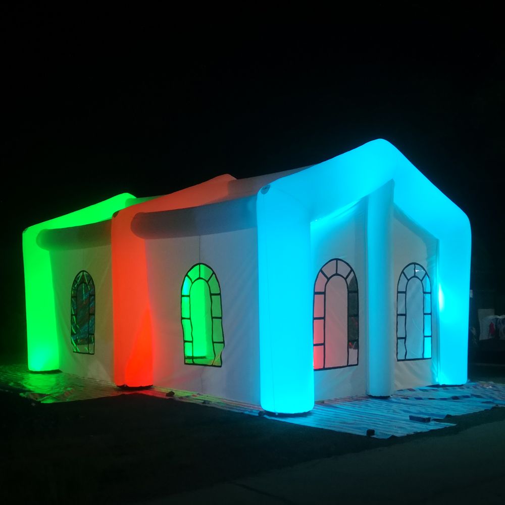 Atacado 10x8x4mh (33x26x13.2ft) barraca inflável de festas ao ar livre com luzes LED Large Air Marquee Advertising Gazebo for Commercial Event Exhibition Wedding