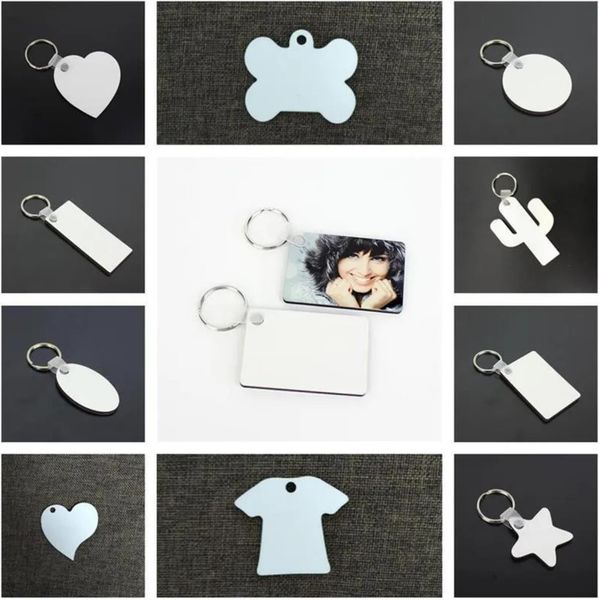 Wholesale 11 styles SUBILATION SUBLIMAGE Vierge Keychain MDF en bois Pendant Transfert Thermal Term