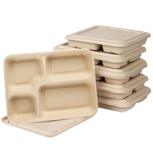 En gros 1100 ml Contenants alimentaires respectueux de l'environnement Boîte d'emballage de salade Boîte à lunch jetable en pulpe Boîtes à emporter dégradables