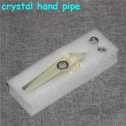 Venta al por mayor 11 cm Pipas para fumar modernas personalizadas Amatista natural CRISTAL Cuarzo Tabaco Mano Pipa de vidrio recogedor de cenizas para bong