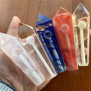 Vente en gros 11 cm Moderne Personnalisé Fumer Pipes Naturel Améthyste CRISTAL Quartz Pipe À Tabac Baguette Guérison HandPipes Accessoires