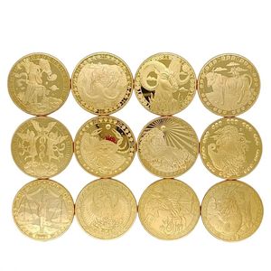 Al por mayor 12 Constelaciones de oro con monedas físicas de oro con monedas coleccionables con monedas coleccionables antiguas Monedas Favor Favor