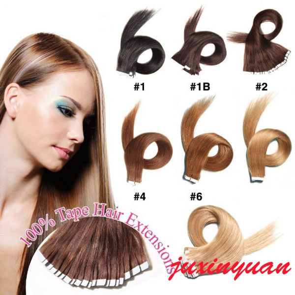 Elibess Tape Human Hair 14 '' - 26 '' 2.5g / PC 40pcs recto doble dibujado brasileño humano cabello extensión de la piel trama con pegamento americano