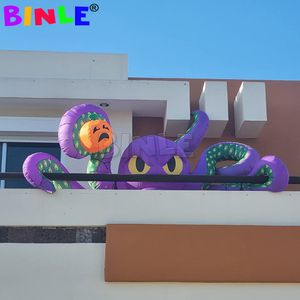 groothandel 12Ft Halloween Giant Opblaasbare Octopus met Pompoen Opblazen Devilfish Decoraties met LED-verlichting voor Halloween Decoraties
