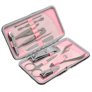 Groothandel 12 stks Manicure Set Pedicure Scissor + Cuticle Mes + Ear Pick + Nagel Clipper Kit Roestvrijstalen Nail Care Tool Manicure Set