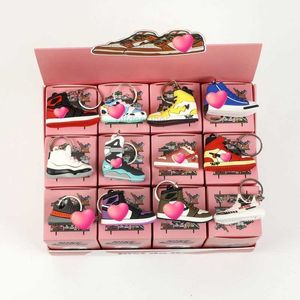 En gros 12 pcs sneaker porte-clés boîte à chaussures comprend un porte-clés en carton modèle cadeau sneaker porte-clés emballage boîte à bijoux chaussure avec porte-clés un ensemble