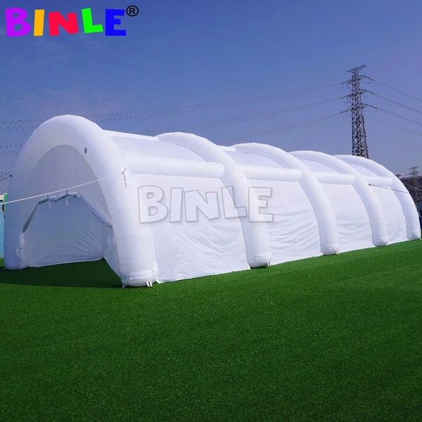 vente en gros 12x12x6mH (39x39x20ft) grande tente de tunnel gonflable d'arc blanc partie extérieure gonflable entrepôt hangar pavillon chapiteau pour le mariage d'événement
