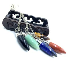 En gros 12x50 mm en pierre naturelle Tiger œil cristal a agate Bullet Head Pendentif Diy couple collier bijoux artisanat accessoire