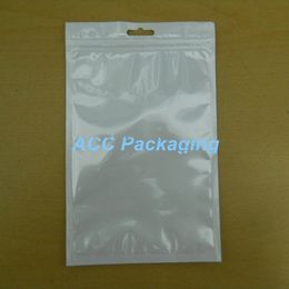 Groothandel 13cm * 21cm (5.1 "* 8.3") Wit / Clear Self Seal Rits Plastic Retail Verpakking Zak Rits Lock Bag Retail Pakket Met Hang Gat
