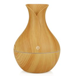 En gros 130 ml USB Grain De Bois Diffuseur D'huiles Essentielles Humidificateur D'air À Ultrasons Ménage Aroma Diffuseur airfresher Aromathérapie Mist Maker