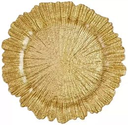Chargeur d'or en gros 13inch Plaques en plastique sous-plaque de mariage Reef Gold Charger Plaques pour mariage