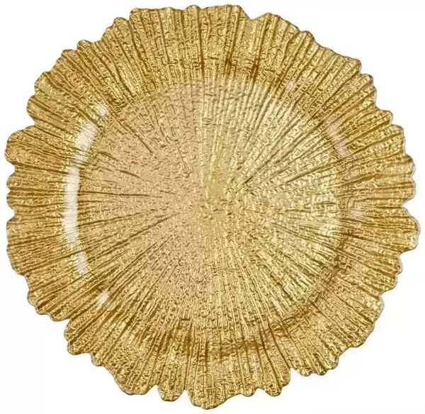 Plaques de chargeur en or 13 pouces en gros Plaques de chargeur en or de corail de mariage Underplate pour l'approvisionnement de mariage