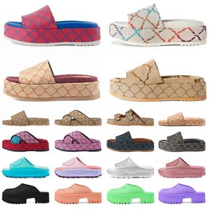 Designer Sandalen Beroemde Designer Vrouwen Mannen Luxe Slide Flats Dikke Bodem Flip Flops Geborduurde Gedrukt Jelly Rubber Lederen Slippers 35-45