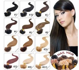 Elibess 14 "- 24" 0.8 g / s 160 g / lot 200s / lot keratin nagel u tip haar pre hair extensions 1 # 1b # 2 # 4 # 6 # 27 # 99J # 27 # 613 # DHL gratis shpping