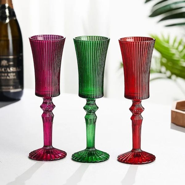 En gros 140 ml 6 couleurs européen romantique belle lampe à vin en verre en verre épais gobelet champagne en verre restaurant hôtel fy5991