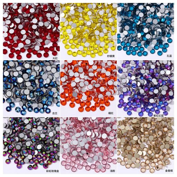 Al por mayor 14400 tamaño de mezcla SS3-SS20 Crystal sin fijar la espalda plana Glitter Glitter Rinestones para decoraciones de arte de uñas de bricolaje 240521