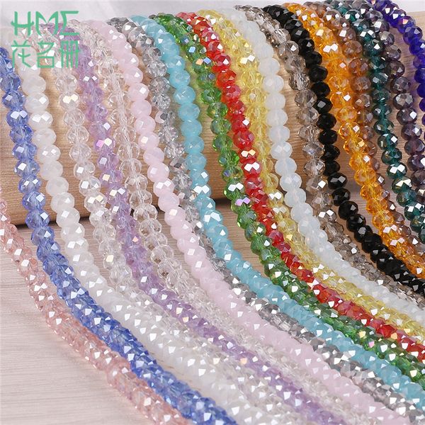 Al por mayor 145 piezas de 4 mm de 4 mm Multicolor Rondelle Beeds de vidrio facetado Beads de cristal checo para artesanías de joyería accesorios de ropa de costura