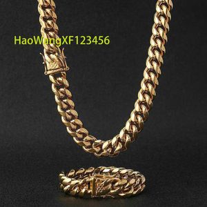 Vente en gros, chaîne remplie d'or 14 carats 18 carats, ensemble de colliers plaqués or pour hommes, bijoux cubains, collier en acier inoxydable, chaîne en or pour hommes