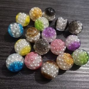 Perles transparentes Double couleur, 14mm, 16mm, 20mm, avec petite perle acrylique à l'intérieur, pour la mode, bricolage, fait à la main, vente en gros, 240125