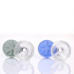 Narguilés En Gros 14mm Bol 18mm Bong bols Nouveau style Vert Gris bleu clair Verre avec feuilles mâle pour conduite d'eau