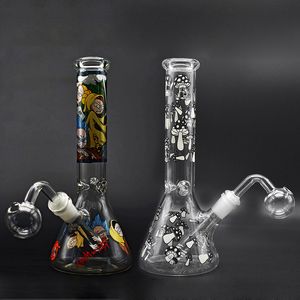 En gros 14mm Joint Bubbler Fumer Pipe À Eau Lueur Dans Le Sombre Bong Downstem Diffuseur Perc Verre Bécher Lumineux Bongs avec Tuyau De Brûleur À Huile De Grande Taille Moins Cher