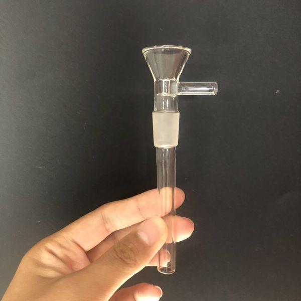 vente en gros 14mm mâle tuyaux en verre tige claire downstem 11,5 cm de haut avec tube adaptateur bol pour fumer pipe à eau petit bang