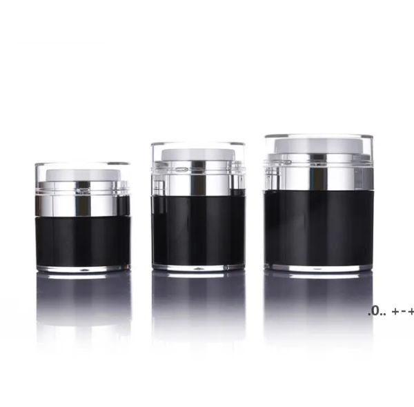 wholesale 15 30 50g Noir Perle Blanc Acrylique Bocaux Airless Bouteilles Rondes Cosmétique Crème Pot Pompe Cosmétiques Emballage Bouteille RRF11117 LL