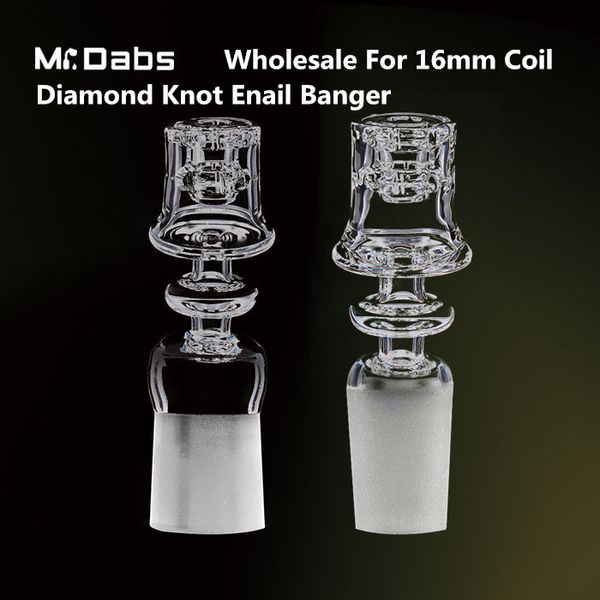 VENTA AL POR MAYOR 15.5 mm Cuenco Eléctrico Nudo de diamante Cuarzo Clavo Doble pila Junta helada para plataformas de aceite de bobina de calefacción de 16 mm en mr dabs