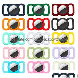 Étui de 15 couleurs en gros compatible avec Apple Airtag Collier de chien Support de boucle pour animaux de compagnie Étuis en gel de silice souples pour étiquettes d'air Fournitures pour chiens Re Dhe2P