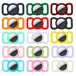 Wholesale 15 Color Case Compatible with Apple AirTag Dog Collar Pet Loop Holder Soft Silica Gel Cases for Air Tags Dogs Supplies Red J06