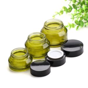 Groothandel 15g/30g/50g Groen Glazen Zalfpotje Lege Hervulbare Cosmetische Lotion Lippenbalsem Oogcrème Lichaam Gezichtsmasker Make-up Monsteropslag LL