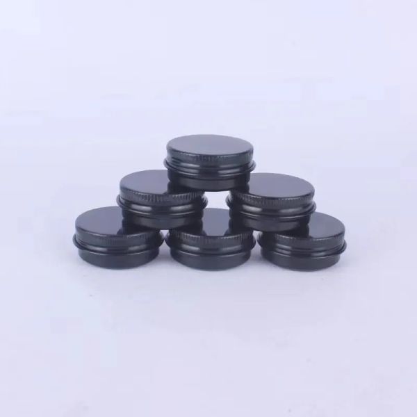 wholesale 15 ml 15 g rond en métal aluminium bouteille de bidon conteneurs pour nail art baume à lèvres crème produits de beauté maquillage bricolage pots d'or noir ZZ