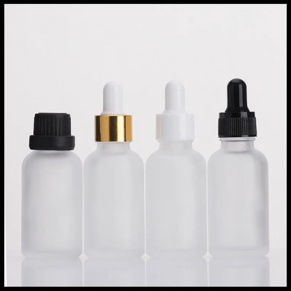 wholesale Botellas de vidrio de 15 ml y 30 ml para paquete cosmético líquido original con cuentagotas de vidrio Tapa de goma transparente esmerilada 100 piezas 12 LL