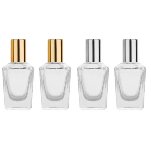 Bottillas de aceite esencial de vidrio transparente al por mayor 15 ml con tapa de oro de plateado perfumes de aromaterapia bálsamos labiales Roll en botellas
